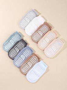 10對兒童素色防滑襪子適用於日常生活 - 彩色 - 查看 3