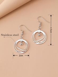 Aomogo 不锈钢耳环 - 几何圆条纹设计，铃铛吊坠，复古水滴耳环，女士珠宝礼物 - 銀色 - 查看 6