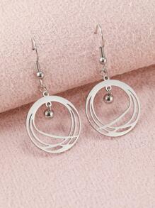 Aomogo 不锈钢耳环 - 几何圆条纹设计，铃铛吊坠，复古水滴耳环，女士珠宝礼物 - 銀色 - 查看 4