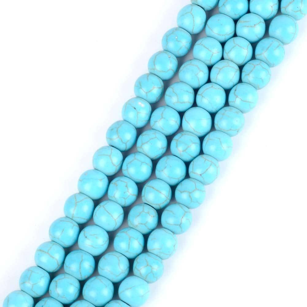 1鋼絞線寶石紅色綠松石色石頭隔片鬆動圓珠適用於珠寶製作4-12mmDIY手環 - 水鴨藍 - 查看 1