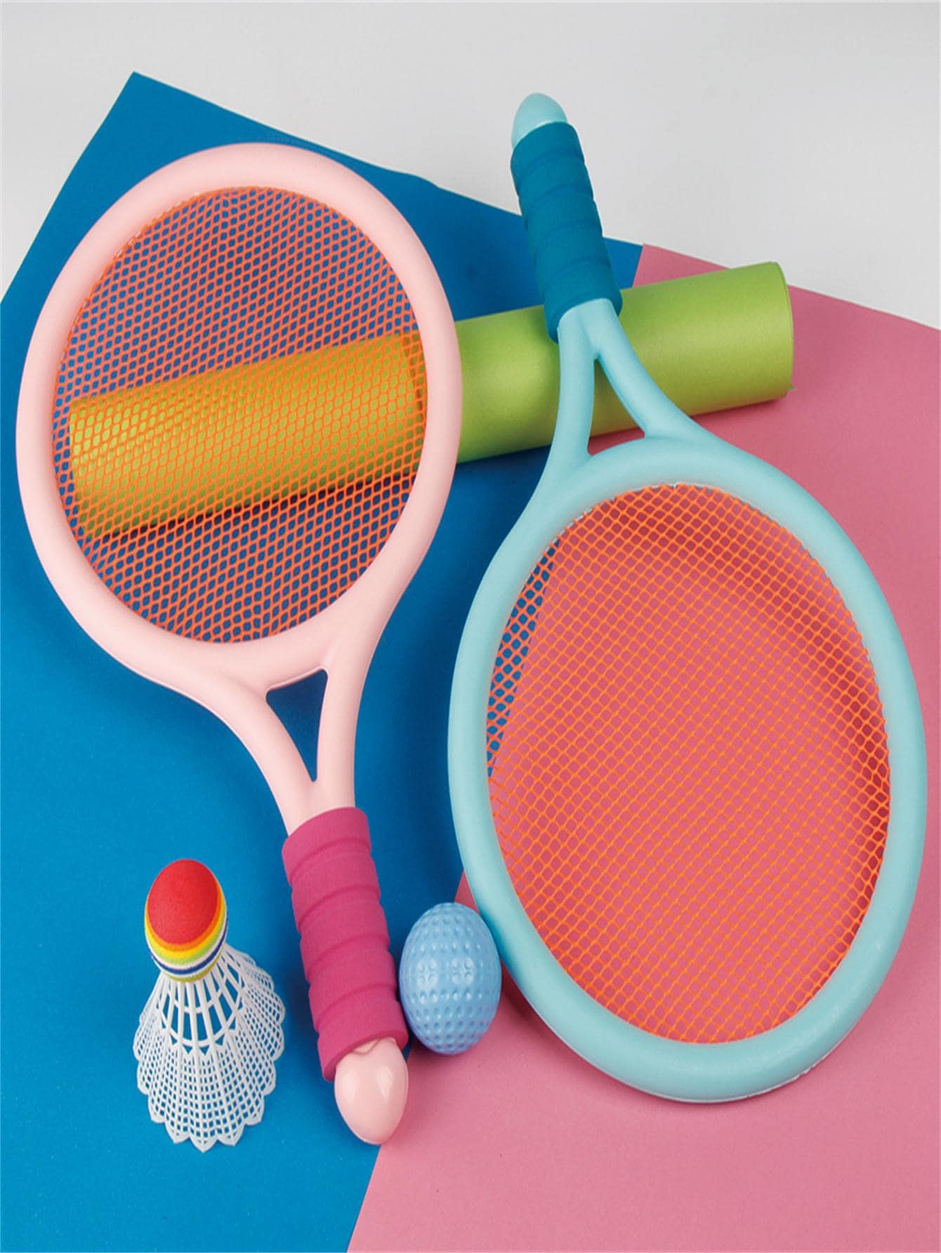 Niños 1 set Juguete de plástico raqueta de tenis gracioso con raqueta & bádminton adorno para - Rosa - Ver 1