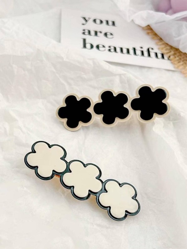 2pcs Flower Decor Hair Clip Elegant Casual Valentine's Day Valentines Claw Clips Hair Claws Hair Barrettes