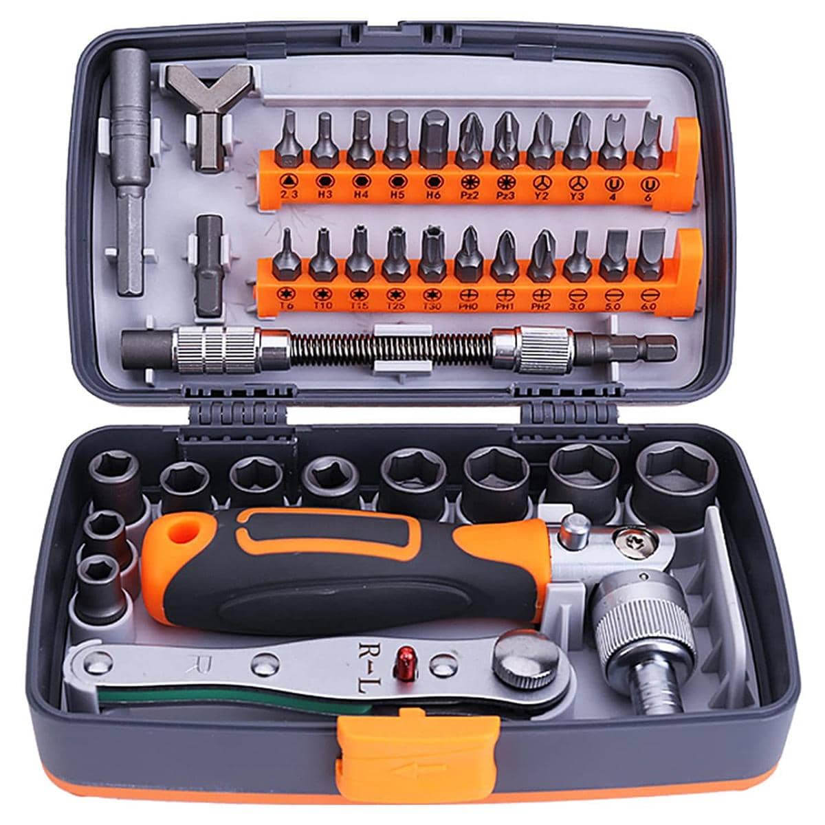 1pc 38 In 1 Stainless Steel Screwdriver, Modern Letter Graphic Maintenance Tool For Home - Orange - View 1