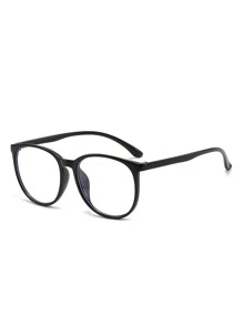 Fashionable Round Frame Clear Lens Glasses With Large Frame For Women, Daily Use - Black - View 2