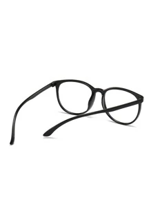 Fashionable Round Frame Clear Lens Glasses With Large Frame For Women, Daily Use - Black - View 3