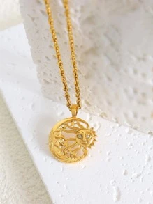 Collar con diseño de luna & sol - Amarillo Oro - Ver 4