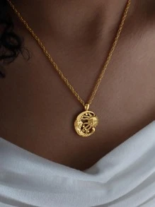 Collar con diseño de luna & sol - Amarillo Oro - Ver 1