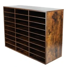 Wood File Sorter Archaize Color Mail Center Magazine Holder Paper Storage Cabinet Classroom Keepers Mailbox For Home & Office,27 Slots - Brown - View 2