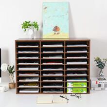 Wood File Sorter Archaize Color Mail Center Magazine Holder Paper Storage Cabinet Classroom Keepers Mailbox For Home & Office,27 Slots - Brown - View 6