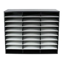Wood File Sorter Archaize Color Mail Center Magazine Holder Paper Storage Cabinet Classroom Keepers Mailbox For Home & Office,27 Slots - Black - View 4
