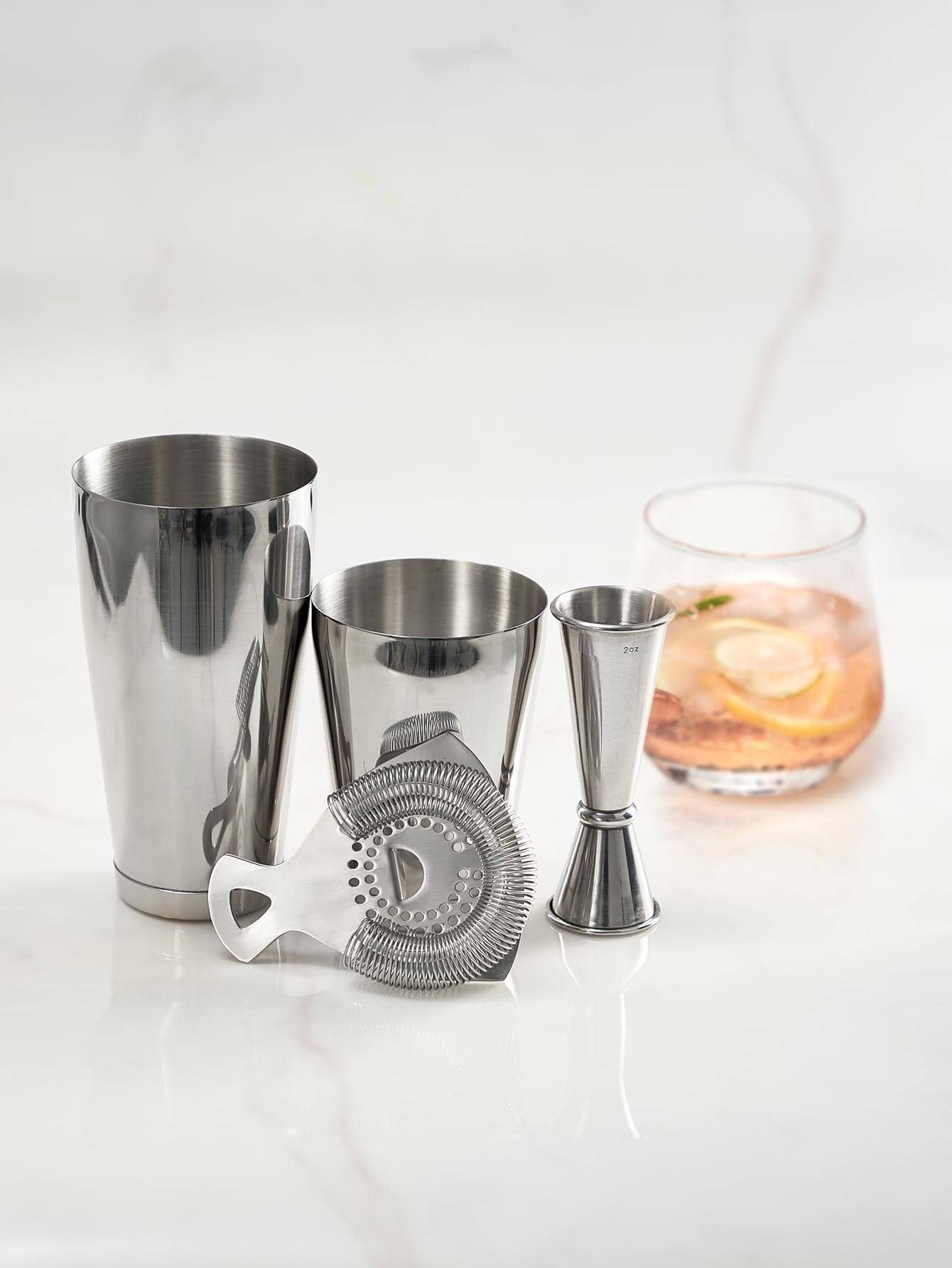 Bộ 3 bình lắc cocktail bằng thép không gỉ - Bạc - Xem 1