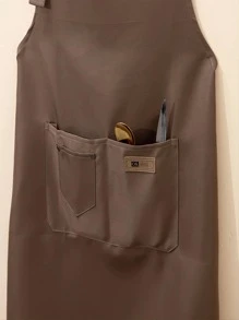 1 pieza Delantal de cocina para hornear resistente a las gotas de agua con bolsillo - Negro - Ver 5