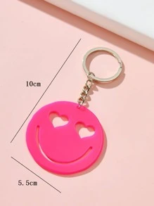 Expression Design Round Charm Keychain - Hot Pink - View 4