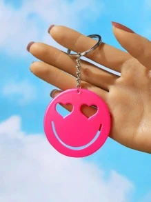 Expression Design Round Charm Keychain - Hot Pink - View 1