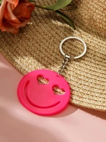 Expression Design Round Charm Keychain - Hot Pink - View 3