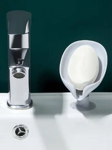 1pc Solid Color Soap Dish Holder - Grey - View 3