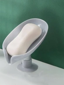 1pc Solid Color Soap Dish Holder - Grey - View 1