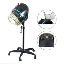 Hooded Floor Bonnet Hair Dryer Stand Up w/Timer Rolling Wheel - Black - View 1
