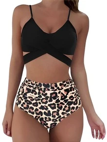 Bộ Bikini Nữ Hội Chữ thập Xù In hoa Báo - Nhiều màu - Xem 4