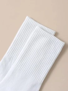 6pairs Solid Crew Socks, Fall - Multicolor - View 4