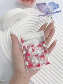 100pcs/Set Heart Shaped Gift Bags, Sizes: 7*7cm, 10*10cm, 14*14cm