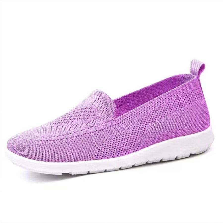 Sporty Purple Sneakers For Women, Patch Decor Fabric  Slip On Shoes - Purple - View 1