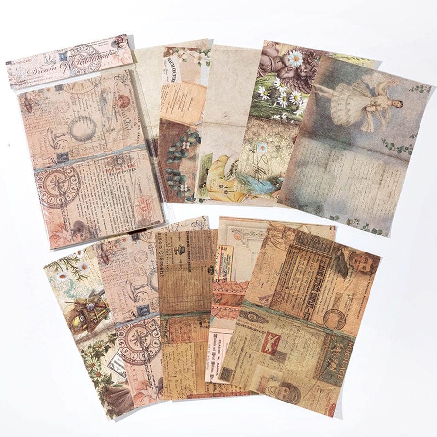 30pcs Vintage Pattern Material Paper, Vintage Newspaper Print Decorative Craft Paper For Hand Account Decoration - Coffee Brown - View 1
