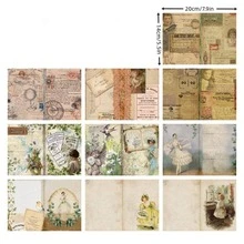 30pcs Vintage Pattern Material Paper, Vintage Newspaper Print Decorative Craft Paper For Hand Account Decoration - Coffee Brown - View 2