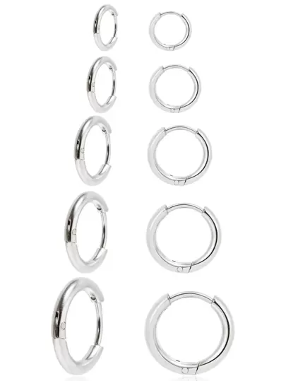 5對/套時尚不銹鋼極簡圓耳環適合女士日常裝飾