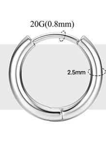 5對/套時尚不銹鋼極簡圓耳環適合女士日常裝飾 - 銀色 - 查看 3