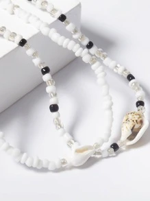 2入組貝殼裝飾串珠項鏈 - 彩色 - 查看 5