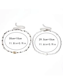 2入組貝殼裝飾串珠項鏈 - 彩色 - 查看 7