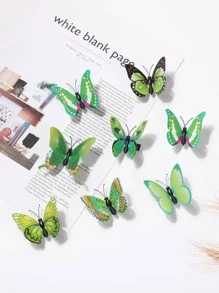 8 件装随机蝴蝶印花花朵形状假 3D 蝴蝶发夹女士 - 彩色 - 查看 1