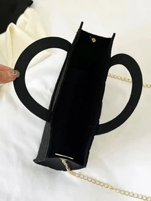 鱷魚壓紋鏈條方包小優雅 - 黑色 - 查看 8