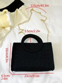 鱷魚壓紋鏈條方包小優雅 - 黑色 - 查看 9