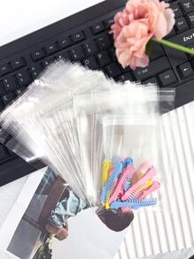 100个透明自粘袋10x10cm+3个包装袋OPP派对装饰礼品包装袋情人节 - 無色 - 查看 8