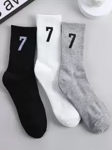 3 Đôi Vớ Nam Họa Tiết Số Thoáng Khí Thấm Mồ Hôi Thông Thường Cho Cuộc Sống Hàng Ngày - Nhiều màu - Xem 1