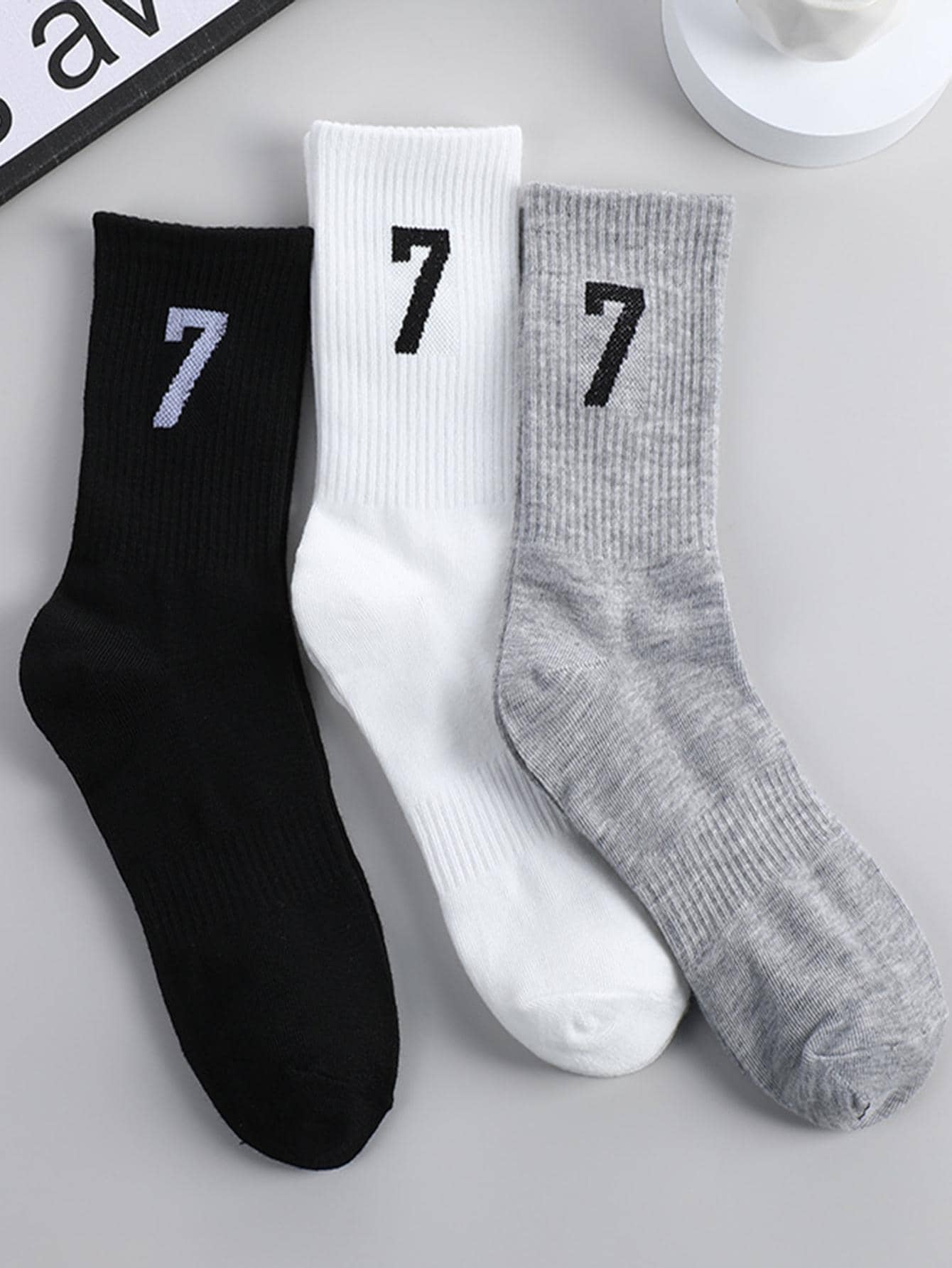 3 Đôi Vớ Nam Họa Tiết Số Thoáng Khí Thấm Mồ Hôi Thông Thường Cho Cuộc Sống Hàng Ngày - Nhiều màu - Xem 1