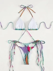 Bộ Bikini Nữ Lộ Lưng Hội Chữ thập Cắt ra Thắt nút Buộc lại Tất cả trên in - Nhiều màu - Xem 4