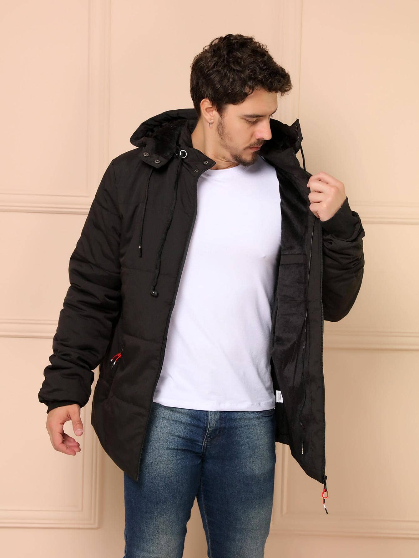 Men Winter Coats - Black - View 1