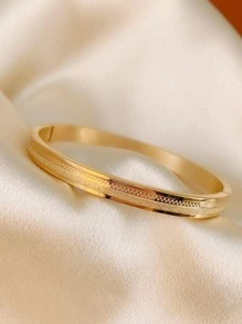 1入款奢華優雅啞光質感金色不鏽鋼女款手鏈，日常配飾 - 金黃色 - 查看 3