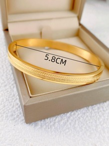 1入款奢華優雅啞光質感金色不鏽鋼女款手鏈，日常配飾 - 金黃色 - 查看 4