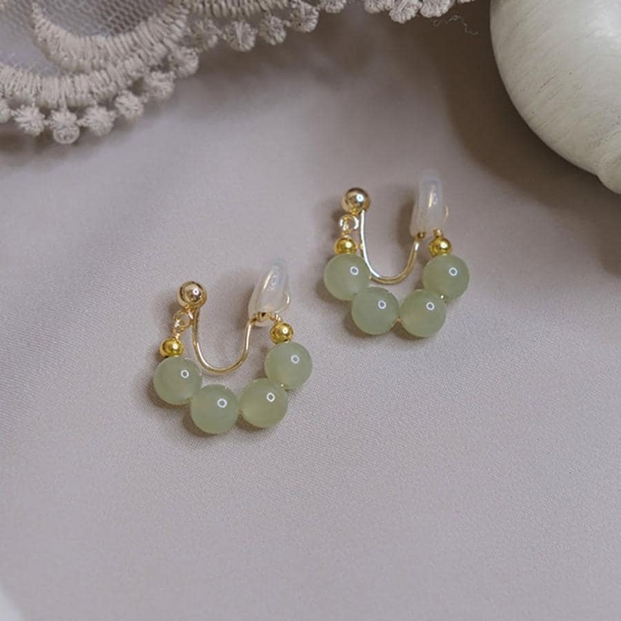 2入組珠子裝飾耳夾 - 金色 - 查看 1