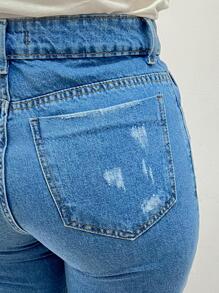 Women Jeans - 藍色 - 查看 5