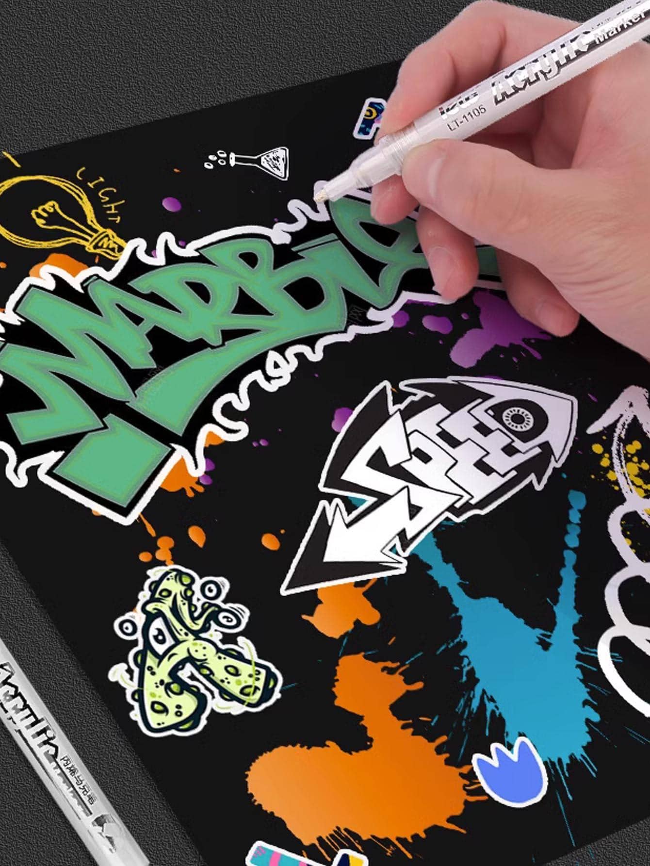 [] Bút đánh dấu đơn/12 màu/24 màu - trắng - Xem 1