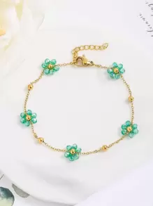 花朵裝飾手環 - 金黃色 - 查看 8