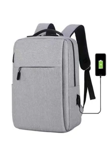 Mochila Escolar Impermeable Antirrobo Portátil 15.6 Carga USB - Gris - Ver 1