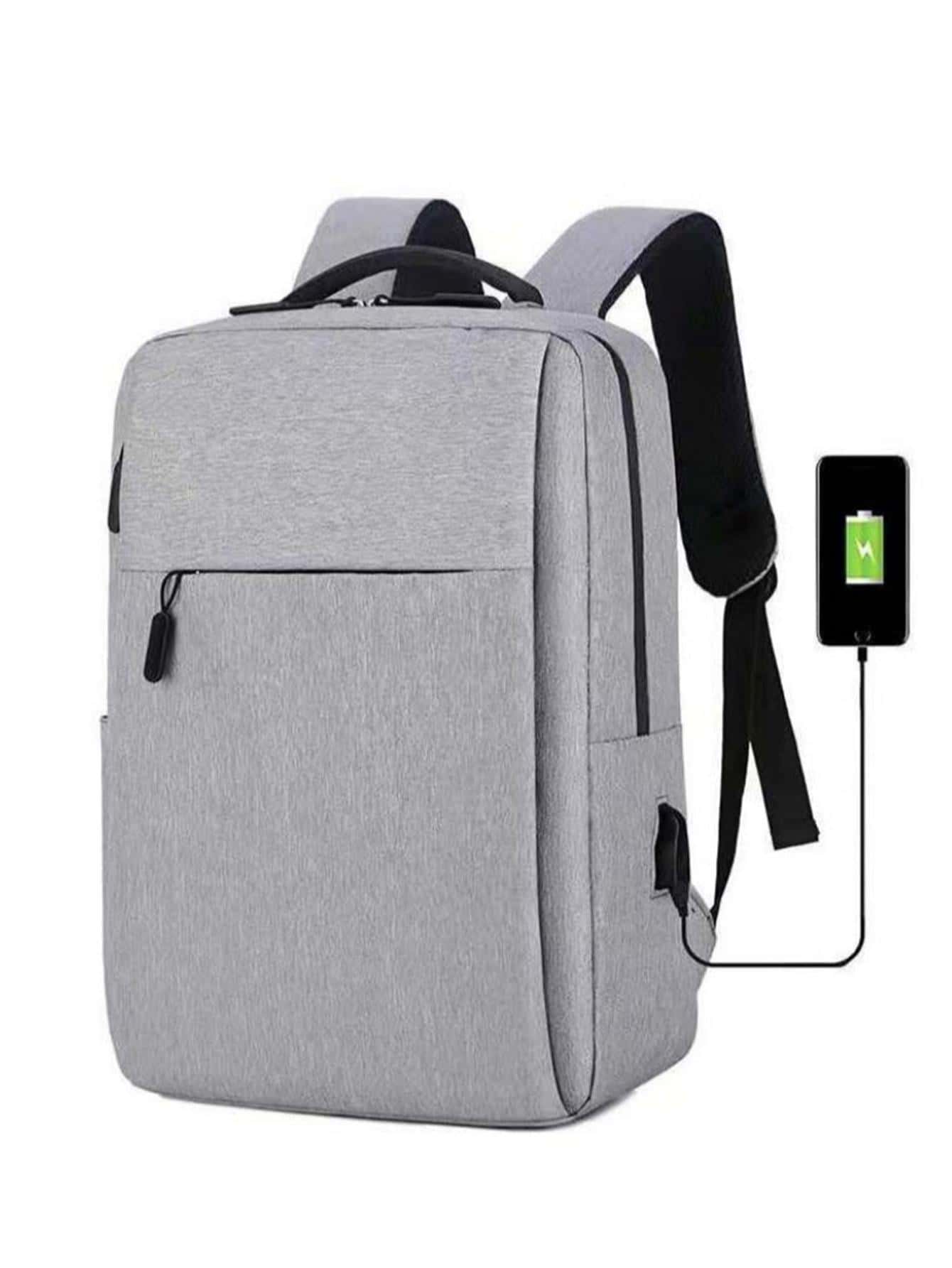 Mochila Escolar Impermeable Antirrobo Portátil 15.6 Carga USB - Gris - Ver 1