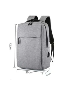 Mochila Escolar Impermeable Antirrobo Portátil 15.6 Carga USB - Gris - Ver 3