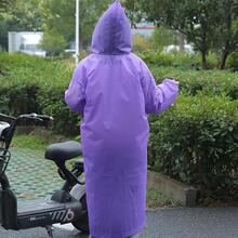 1pc Plain Drawstring Hooded Raincoat - Black - View 3